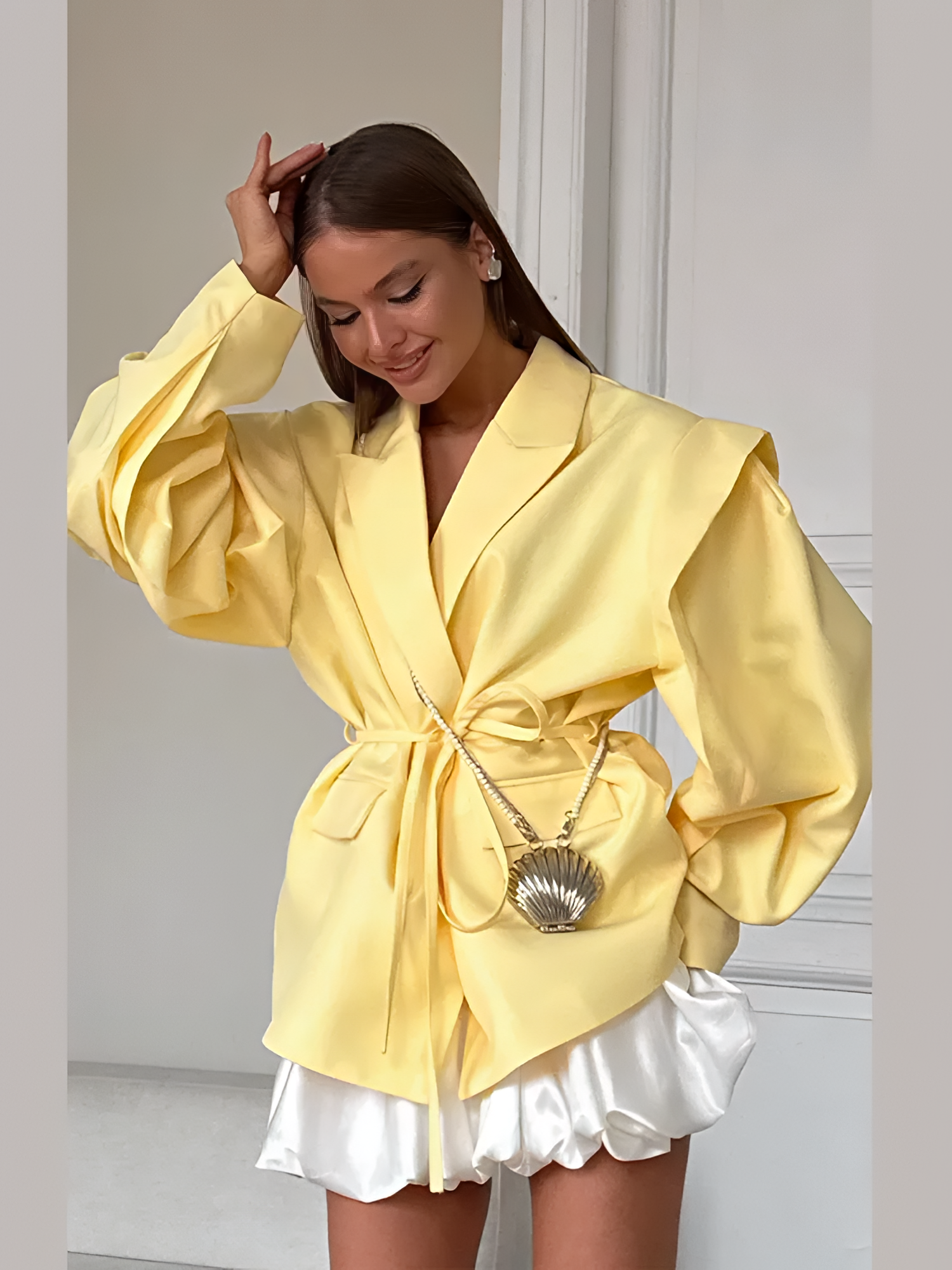 MAAYAH Women's Lace Up Blazer Coat, E