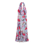 Printed V-Neck Pleated Maxi Dress