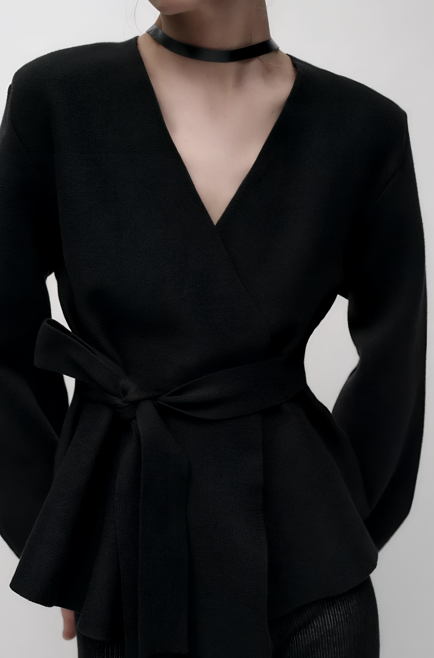 MAAYAH Waist-Tie Knit Cardigan